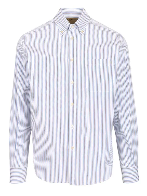 Striped Cotton Button-Down Shirt Shirts Light Blue