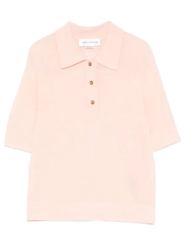 Lightweight Fine Guage Knitted Polo Top - Victoria Beckham