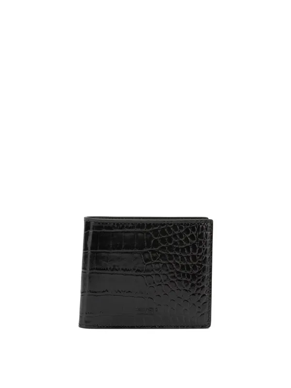 Crocodile-Effect Bi-Fold Wallet Wallets & Card Holders Brown