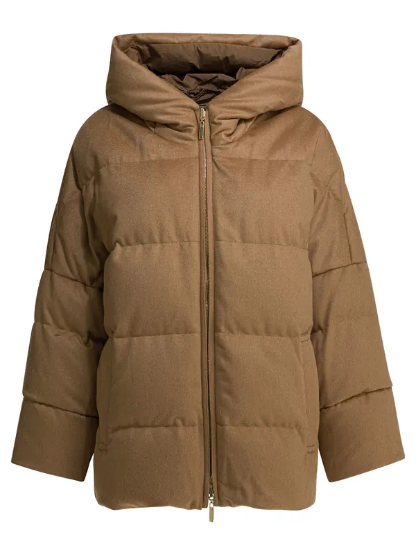 Short Down Jacket In Camel Wool Jackets And Coats Brown - Max Mara The Cube