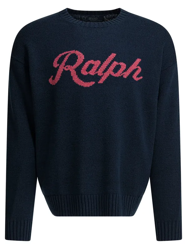 Crew-Neck Sweater With Logo Knitwear Blue