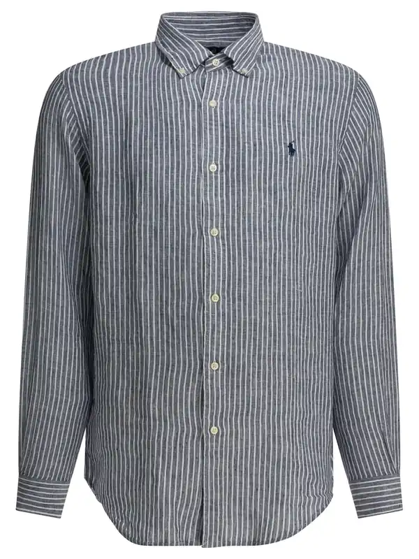 Custom-Fit Casual Shirt With Logo Shirts Blue