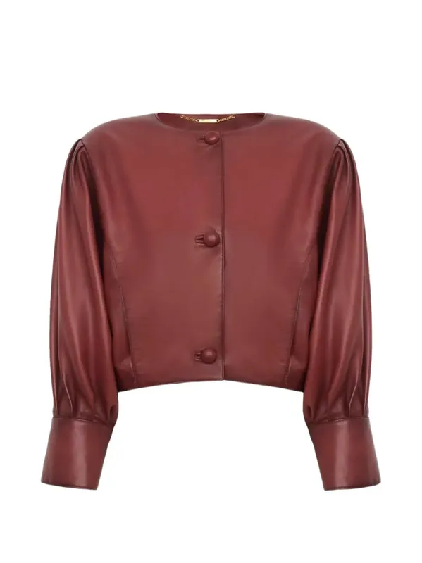 Cropped Collarless Jacket In PlongÉ Nappa Leather - Chloé