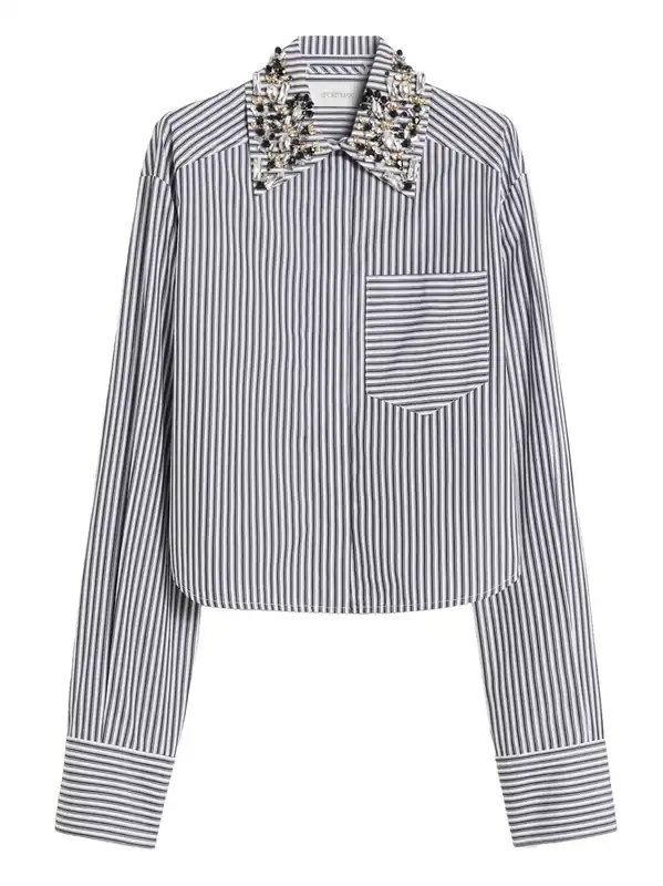 Striped Poplin Crop Shirt - Sportmax