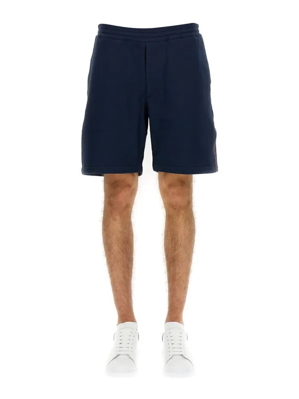 Bermuda Shorts With Selvedge Logo Band - Alexander McQueen