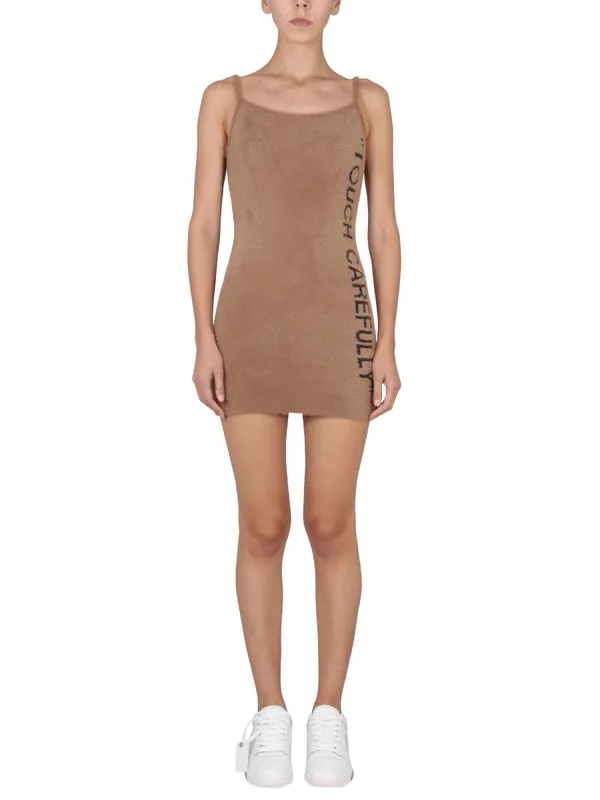Fuzzy Dress With Logo - Off-White