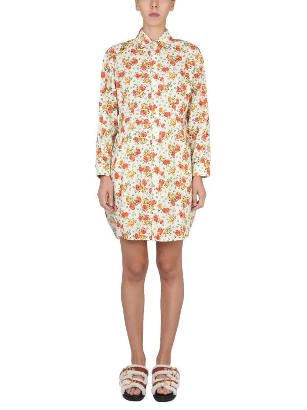 Shirt Dress With Floral Pattern - Marni