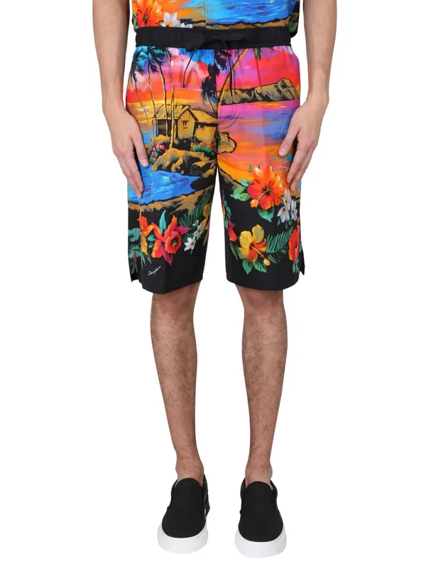 Bermuda Shorts With Sunset Print - Dolce & Gabbana