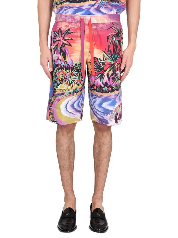 Bermuda Shorts With Hawaii Print - Dolce & Gabbana