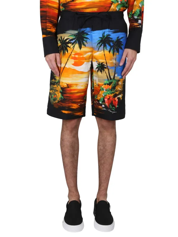 Bermuda Shorts With Hawaii Print - Dolce & Gabbana