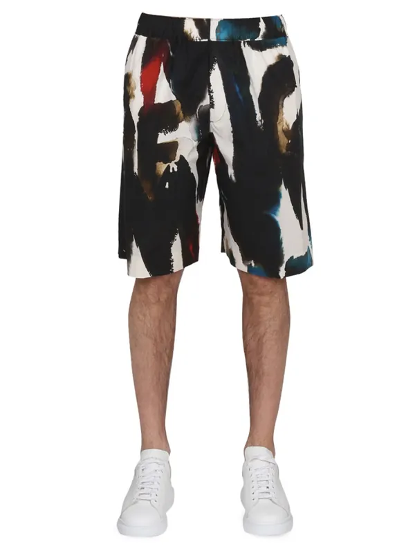 Bermuda With Logo Print - Alexander McQueen