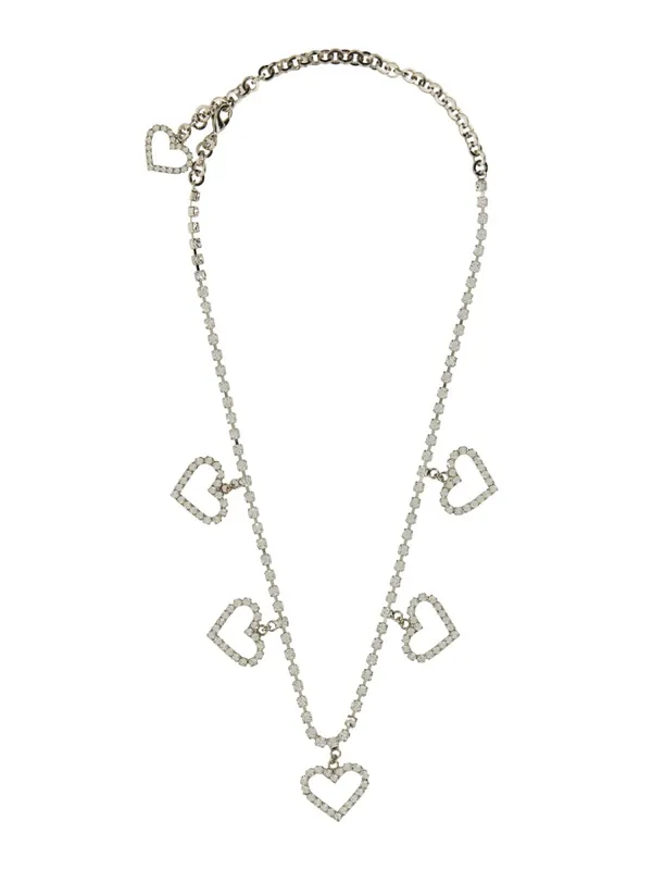 Crystal Necklace With Heart Pendants - Alessandra Rich