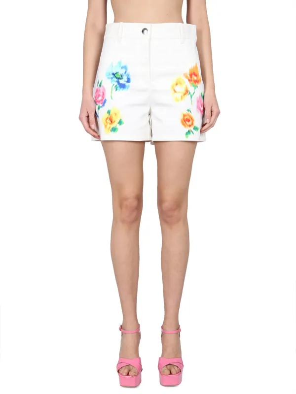 Shorts In Broderie Anglaise Flower Chiné - Moschino