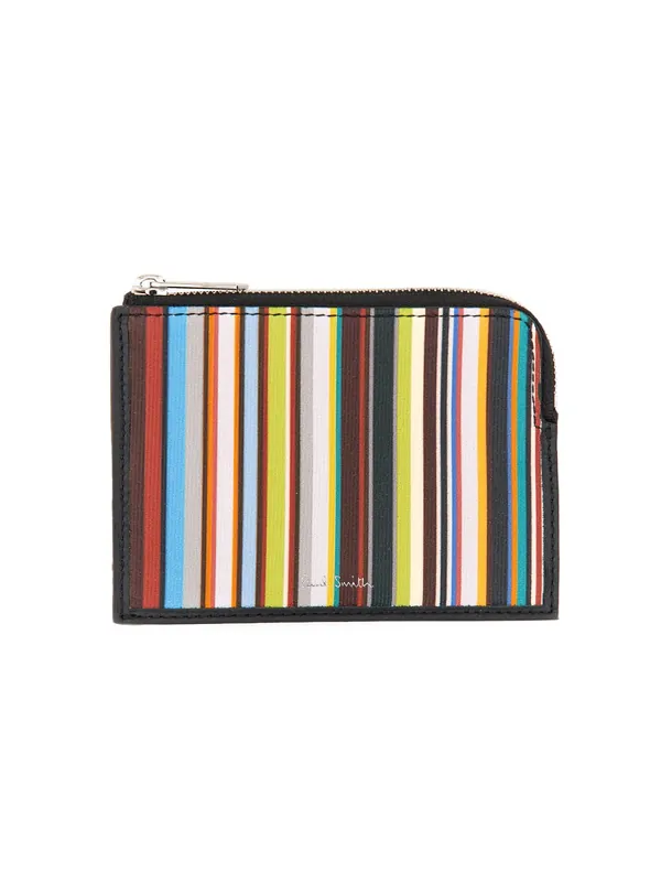 Signature Stripe Zipper Wallet - Paul Smith