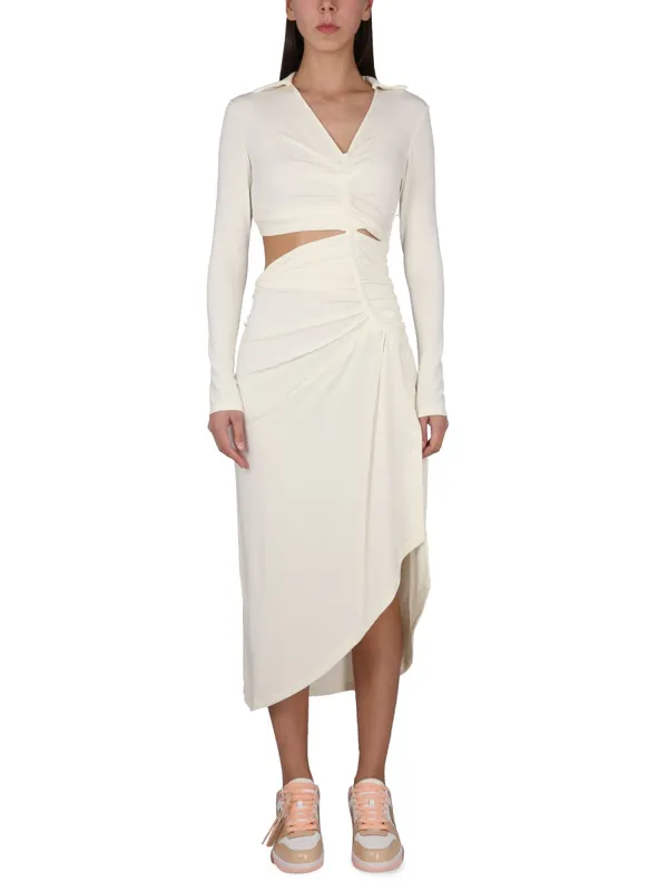 Dress With Ruffles - Off-White