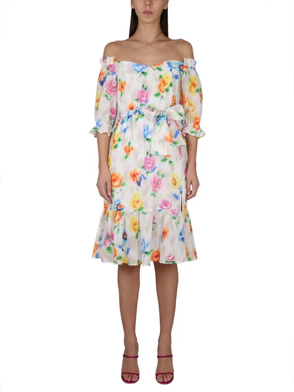 Dress With Floral Pattern - Moschino