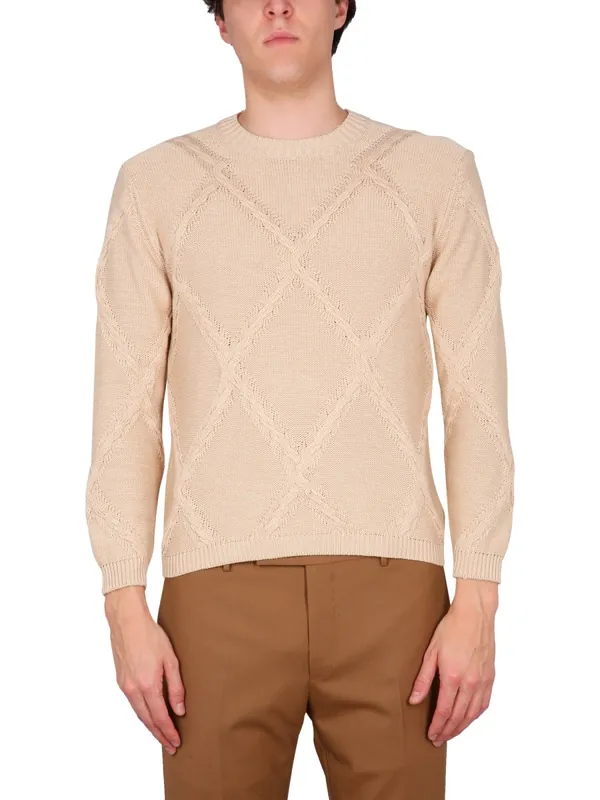 Cotton Cable Stitch Crew Neck Sweater - Ballantyne