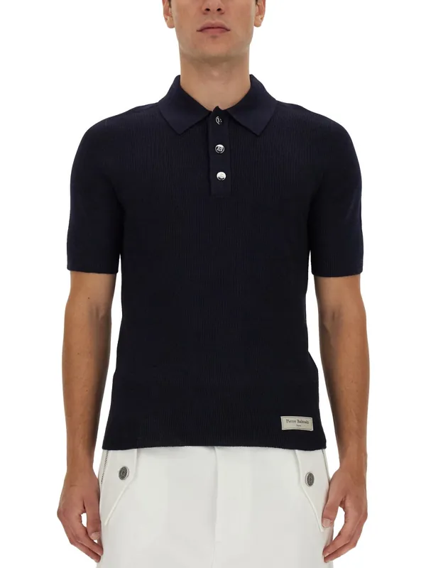 Polo With Logo Patch - Balmain