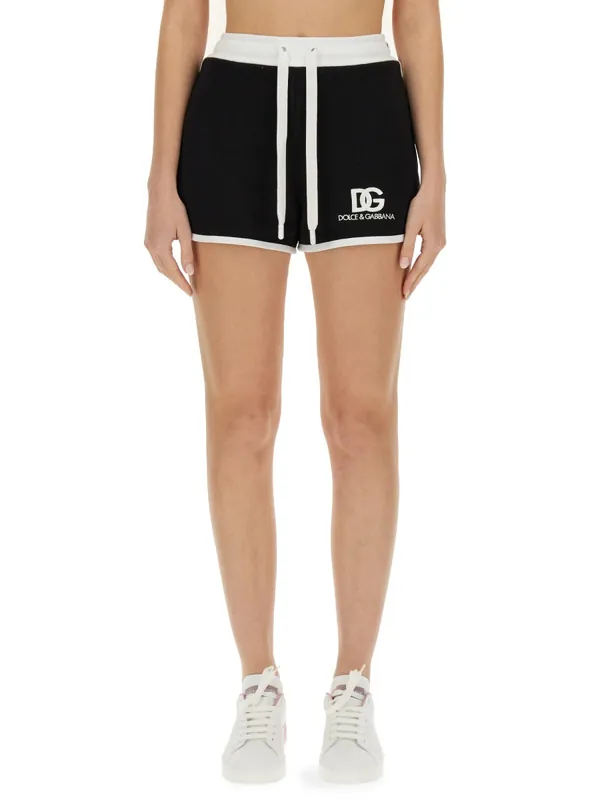 Shorts With Logo Embroidery - Dolce & Gabbana
