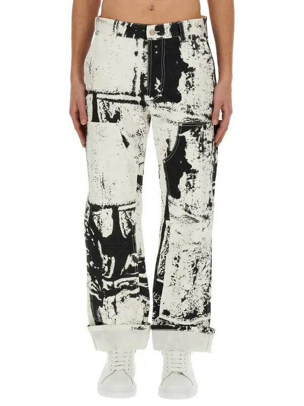 Workwear Jeans With Fold Print - Alexander McQueen