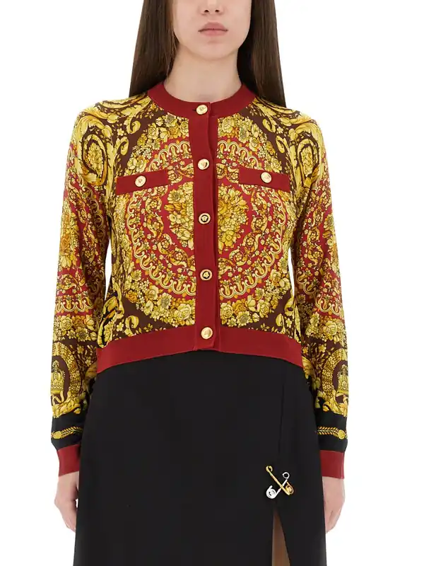 Baroque Silk Knit Cardigan - Versace