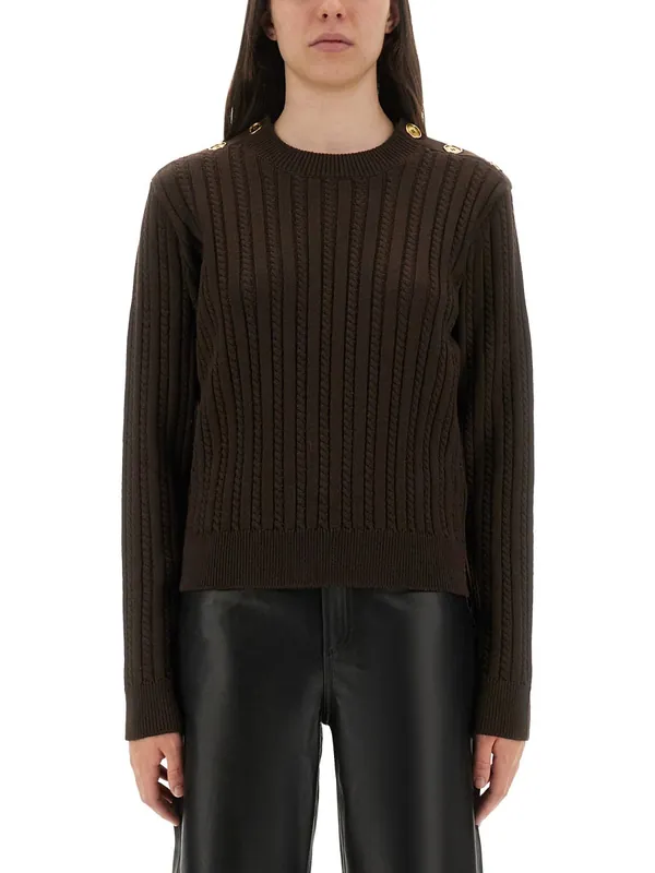 Wool Sweater With Button Detail - Golden Goose