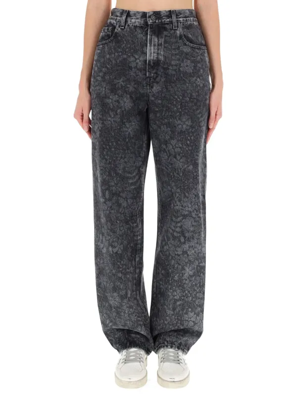 Jeans With Floral Pattern - Golden Goose