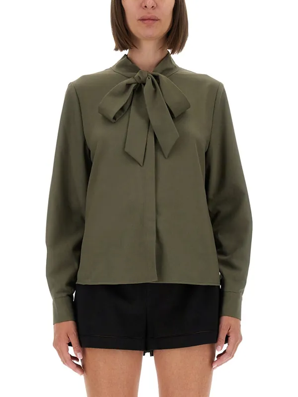 Twill Shirt With Bow - Self-Portrait