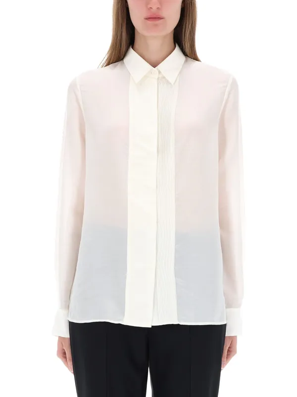 Shirt With Ribbed Pleats - Boss