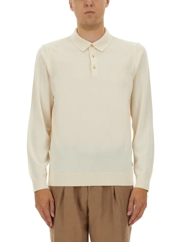 Knitted Polo. - Boss Camel