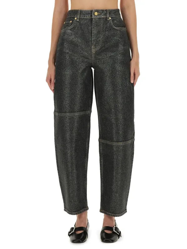 "Stary" Jeans In Sparkling Foil - Ganni