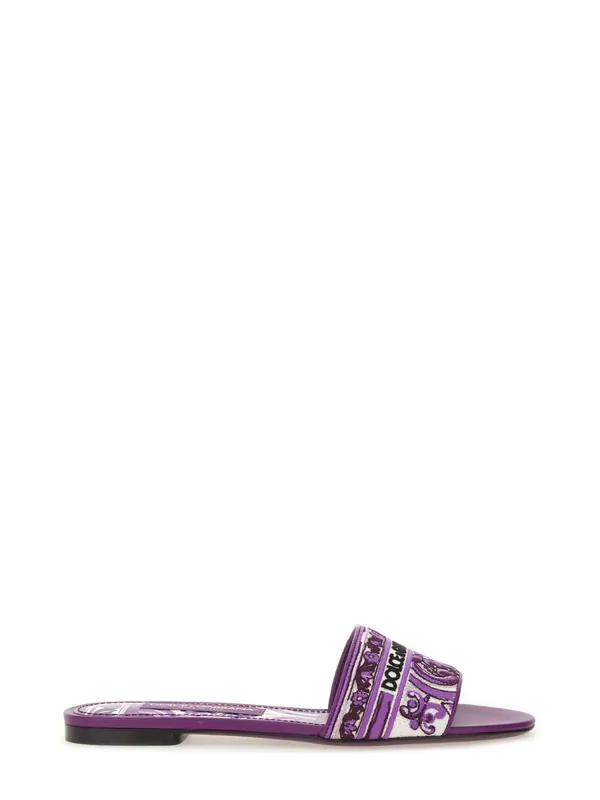Slide Sandal With Embroidery - Dolce & Gabbana