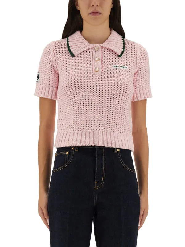 Cotton Mouliné Polo Shirt - Casablanca