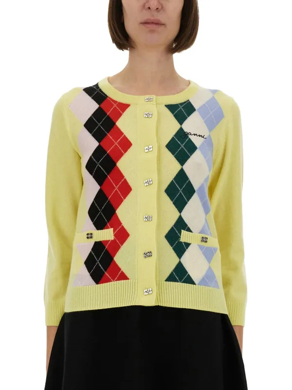 Jacquard Cashmere Cardigan - Ganni
