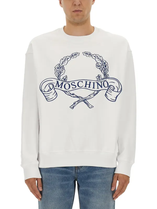 Sweatshirt With Laurel Crown Logo Embroidery - Moschino