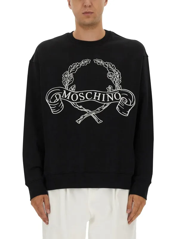 Sweatshirt With Laurel Crown Logo Embroidery - Moschino