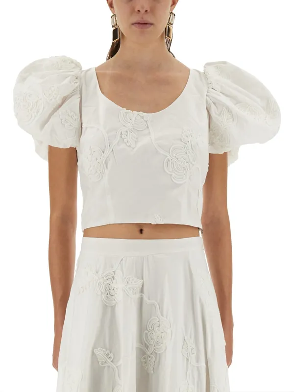 Cotton Top With Puff Sleeves - Rotate