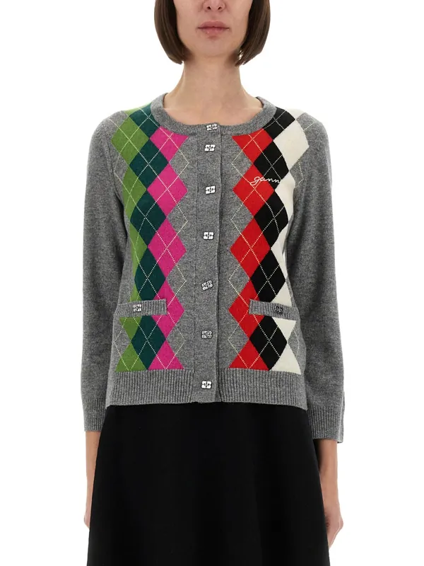 Jacquard Cashmere Cardigan - Ganni