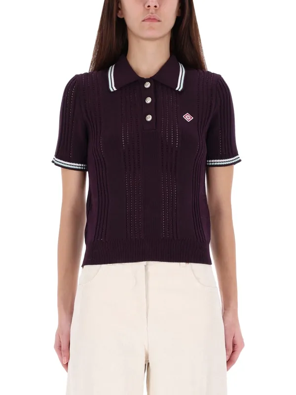 Cotton Knit Polo Shirt - Casablanca
