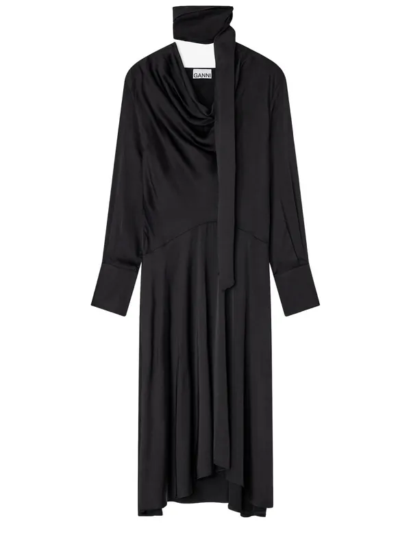 Midi Dress With Scarf - Ganni