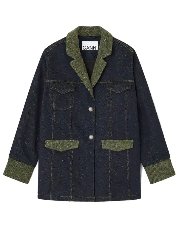 Cotton Denim Blazer - Ganni