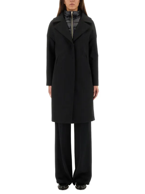 Wool Coat With Technical Bib - Herno