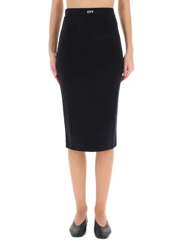Midi Skirt With Logo - Off-White