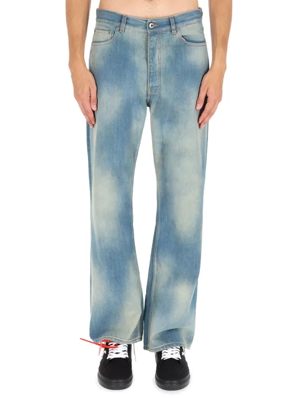 "Diag Raw Patch" Jeans - Off-White