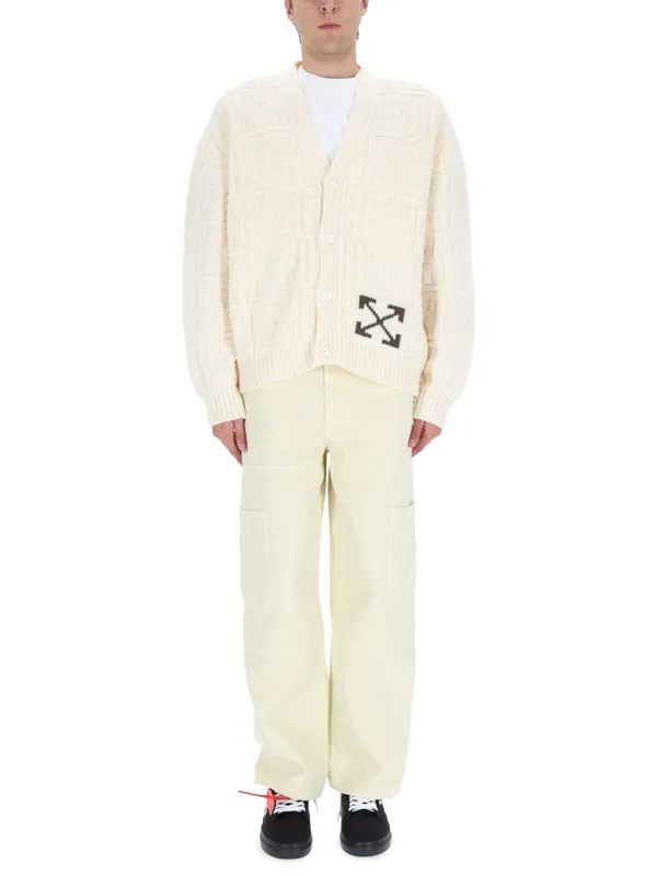 Arrow Stitch Cardigan - Off-White