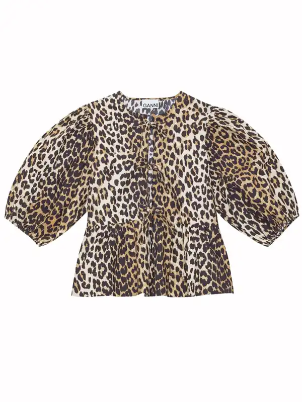 Blouse With "Animalier" Print - Ganni