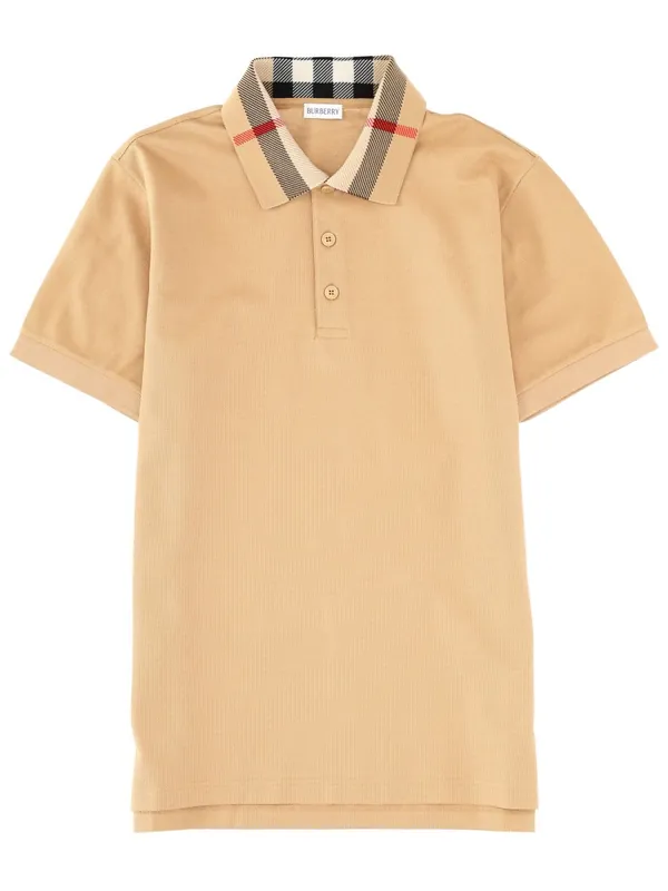 Polo Shirt With "Check" Collar - Burberry