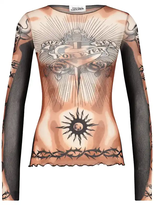 "Safe Sex Tatoo" Print Top - Jean Paul Gaultier