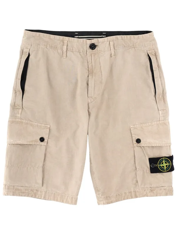 Cargo Shorts With Logo Patch - Stone Island