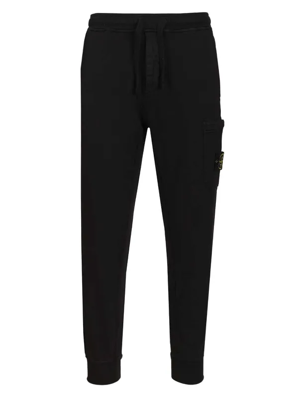 Fleece Jogger Pants Trousers Black - Stone Island